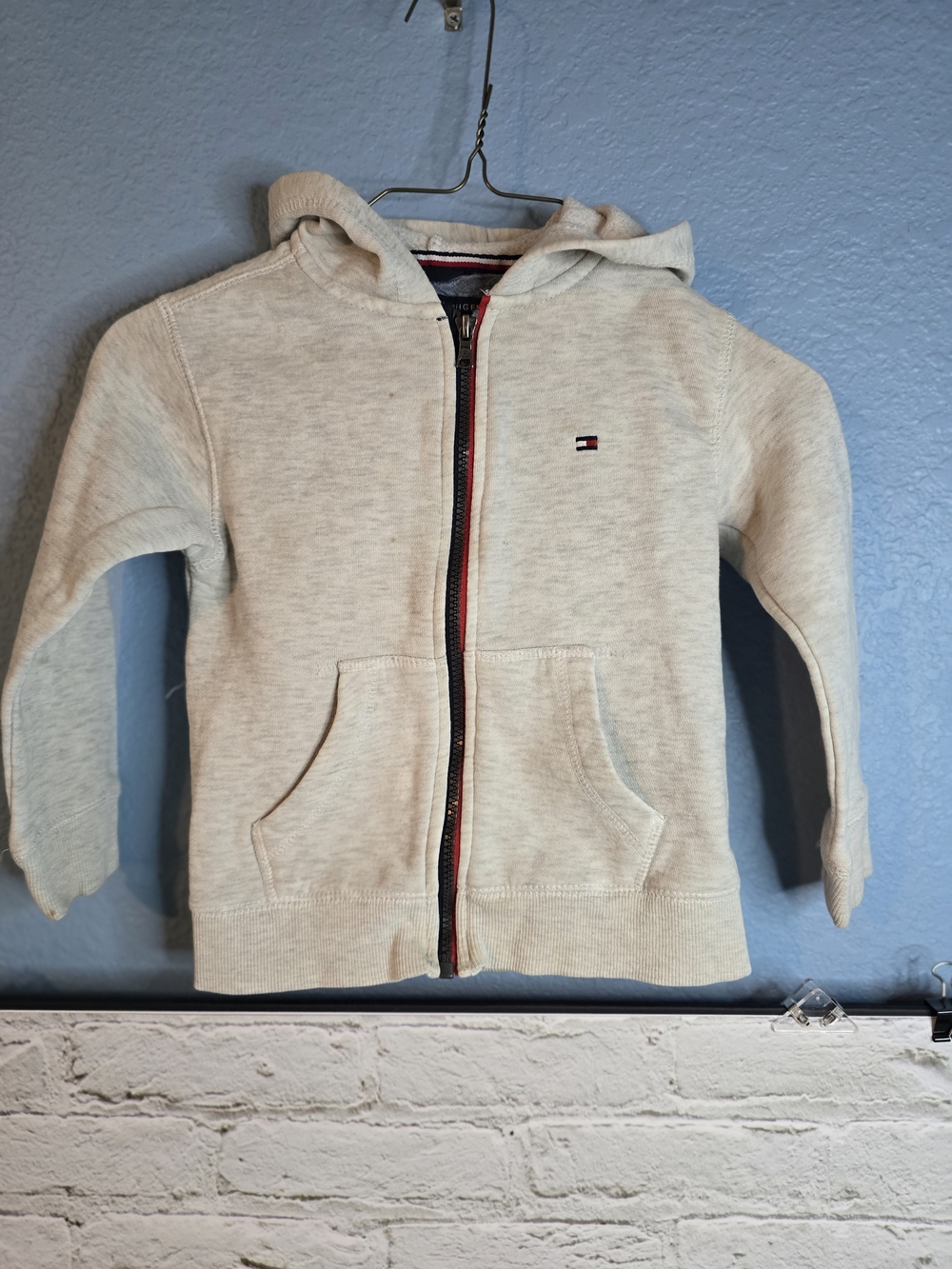 Tommy Hilfiger Cream Hooded Zip Sweatshirt Sz 4